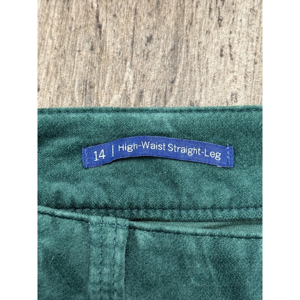 Talbots Pants Women's 14 Green Flawless High Waist Straight Leg Velvet - Picture 4 of 8